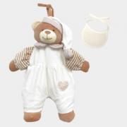 Pajama Carrier Bear with Bib to Embroider - Cream