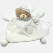 Doudou Bear with Decorative Bib to Embroider - Cream