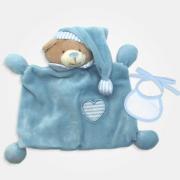Doudou Bear with Decorative Bib to Embroider - Blue