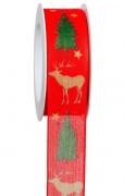 Ribbon - Deer Garden - Red (5 mt)