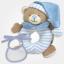Ring Rattle Bear with Decorative Bib to Embroider - Blue
