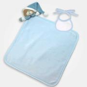 Teddy Bear Doudou with Decorative Bib to Embroider - Blue