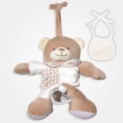 Accordion Bear Carillon with Decorative Bib to Embroider - Cream