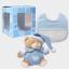 Gift set: Mini bear and bib to cross stitch - Blue