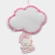 Baby Bear Birth Ribbon on Swing with Cloud - Pink