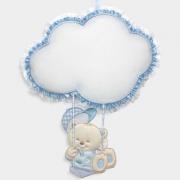 Baby Bear Birth Ribbon on Swing with Cloud - Blue