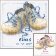 Shoes with pink-blue laces