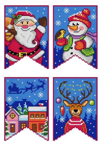 Christmas flags - blue (4)