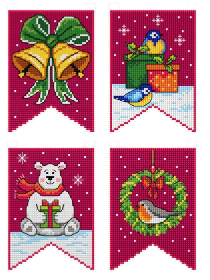 Christmas flags - red (4)