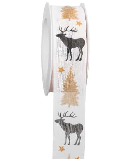 Ribbon - Deer Garden - White (5 mt)