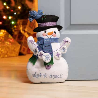 Felt Door Stopper Applique - Let It Snow