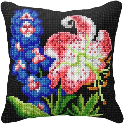 Cushion - Flowers on Black