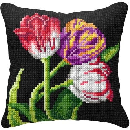 Cushion - Tulips on Black