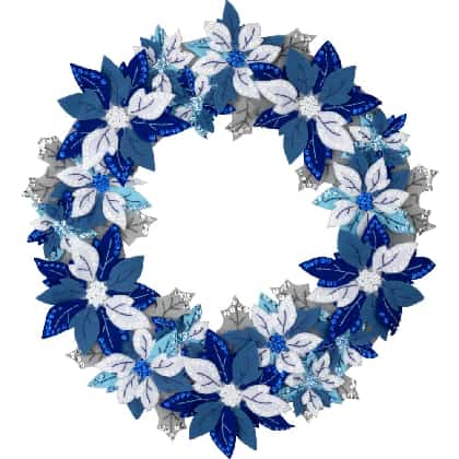 Winter Blue Poinsettia - Felt Wreath Applique Kit