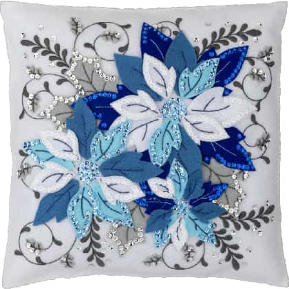 Winter Blue Poinsettia - Felt Cushion Kit