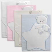 Fleece Blanket - Teddy Bear - White