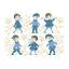 Children in blue jacquard coats!