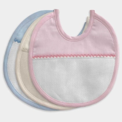 Round bib - Piquet and flannel - Pink