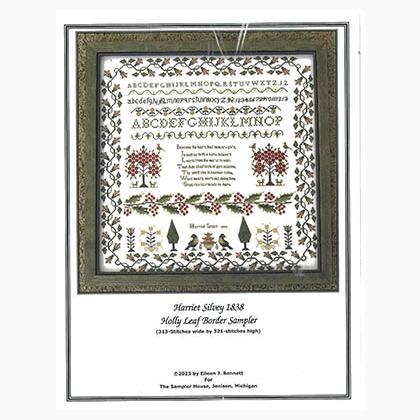 Harriet Silvey 1838 Holly Border Sampler