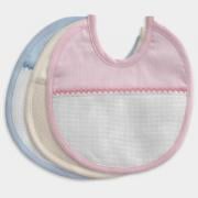 Round bib - Piquet and flannel - Cream