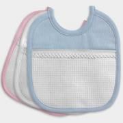 Square bib - Piquet and flannel - Sky blue