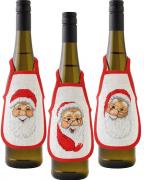 Aprons for bottles - Heads with Santa Claus