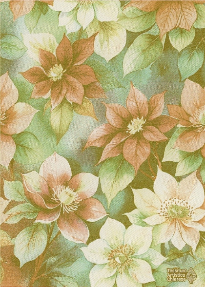 Kitchen towel - Fiori di Natale - Gold-Green-Red Lurex - NO Aida