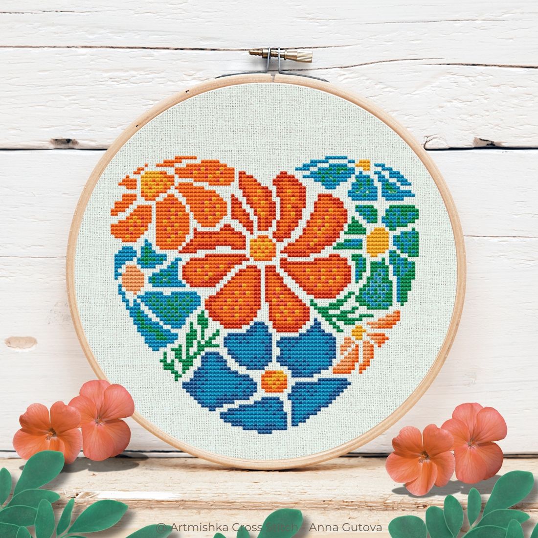 Boho floral heart