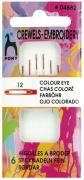 Crewel/Embroidery Needles, with large, colored eye - size 12