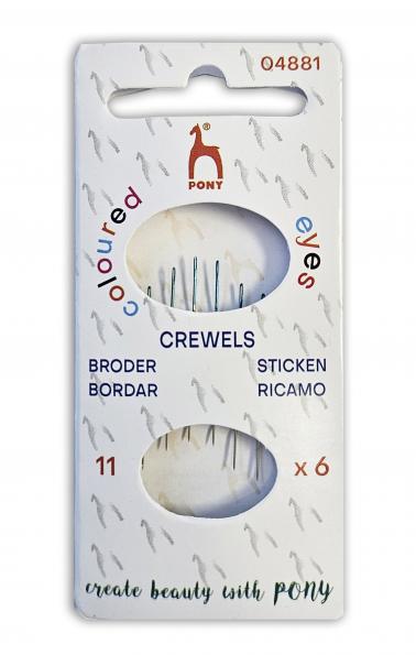 Crewel/Embroidery Needles, with large, colored eye - size 11