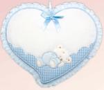 Birth Ribbon - Heart with Sleeping Bear - Sky Blue