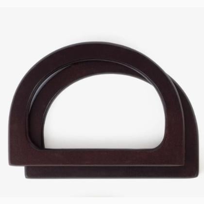 Pair of semicircular Wooden Bag Handles - Dark Brown
