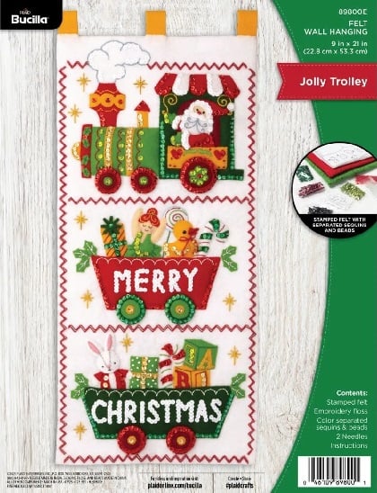 Felt Wall Hanging Applique Kit - Jolly Trolley