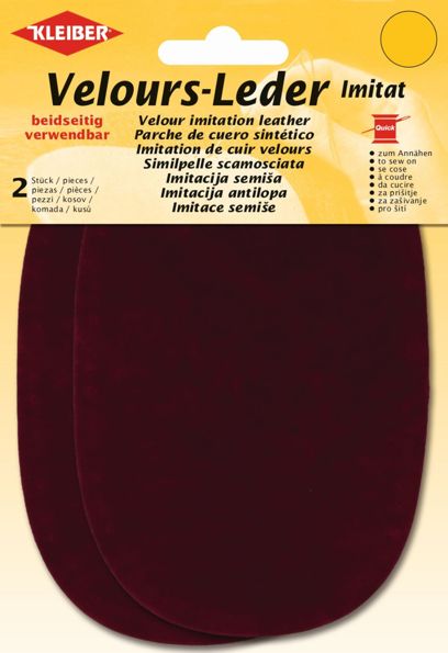 Velour Imitation Leather Patches - Bordeaux