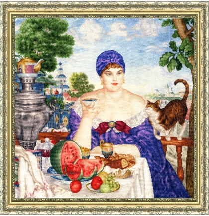 Merchant\'s Wife at Tea - 1918 (Boris Kustodiev)