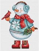 Snowman with a bird