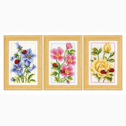 Miniature Flowers and ladybugs - set of 3