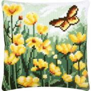 Cushion - Butterfly and yellow flowers