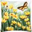 Cushion - Butterfly and yellow flowers