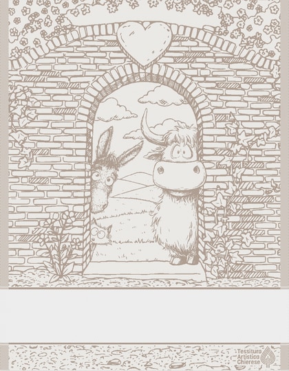 Kitchen towel - Happy Farm - Ecru