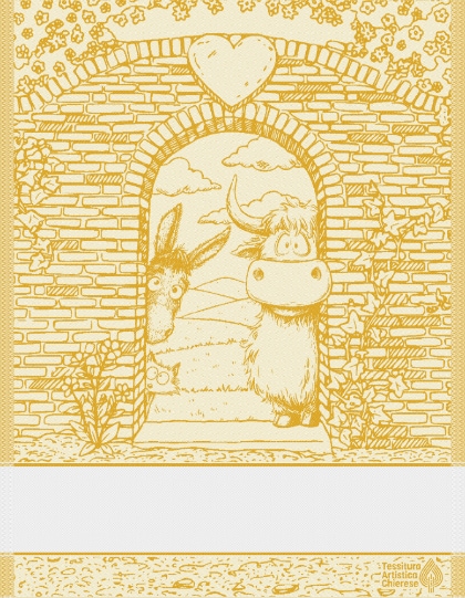 Kitchen towel - Happy Farm - Yellow
