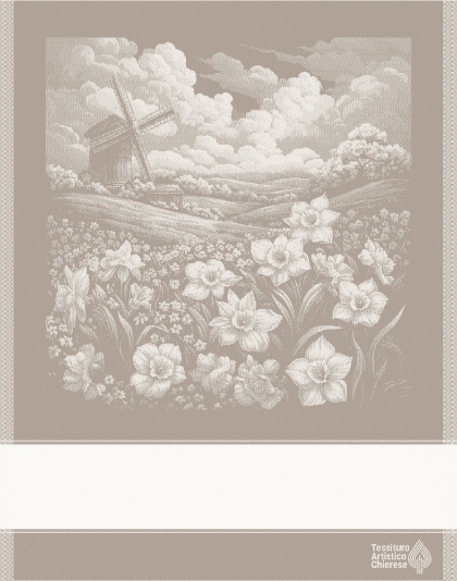 Kitchen towel - Paesaggio 1 - Linen mix Ecru