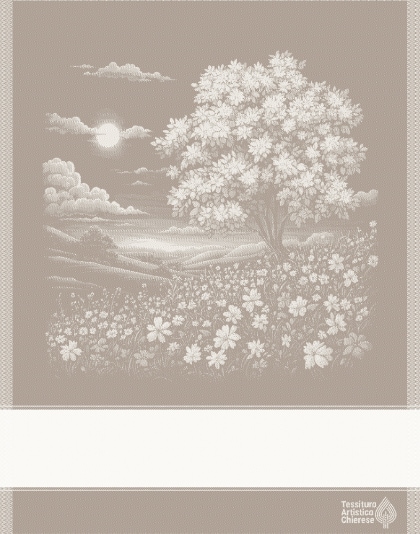 Kitchen towel - Paesaggio 2 - Linen mix Ecru