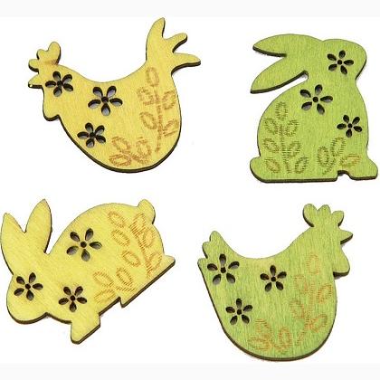 Wooden decorations - Chickens and rabbits (4)