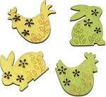 Wooden decorations - Chickens and rabbits (4)
