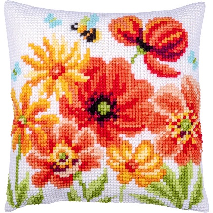 Cushion - Poppies and wildflowers