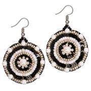 Circle Earrings - Black and White Ornament