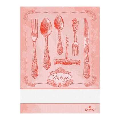 Kitchen towel: Vintage Cutlery - Pink