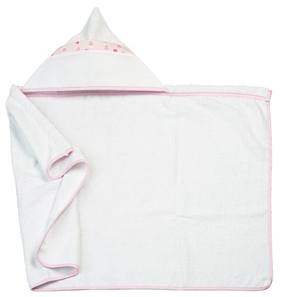 Triangle Blue Bathrobe - Little Hearts - Pink