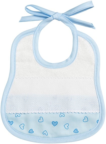 Baby Bib - Little Hearts - Sky blue